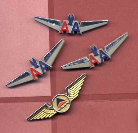 Children's Pilot Wings Three American Airlines One Delta