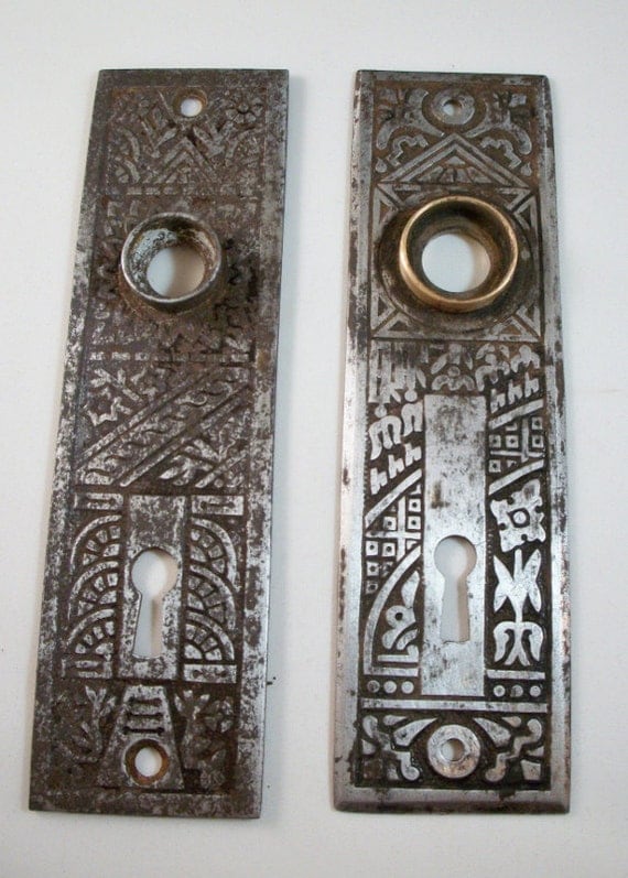 Vintage Escutcheon Door Knob Back Plates Art deco Designs
