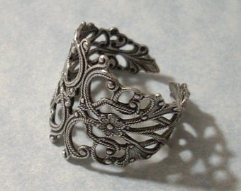 Adjustable Silver Filigree Ring, Silver Ring