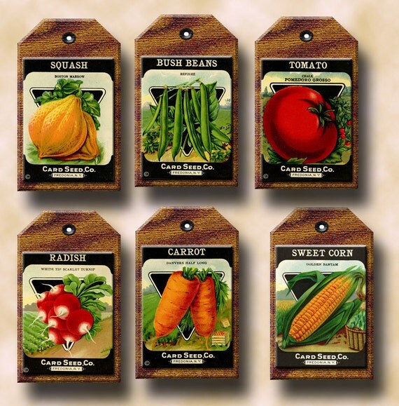 vegetable seed packets primitive vintage art