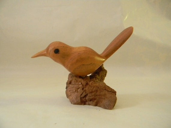 Vintage Wood Carved Bird Carving on Burl by GemsOfTimeVintage