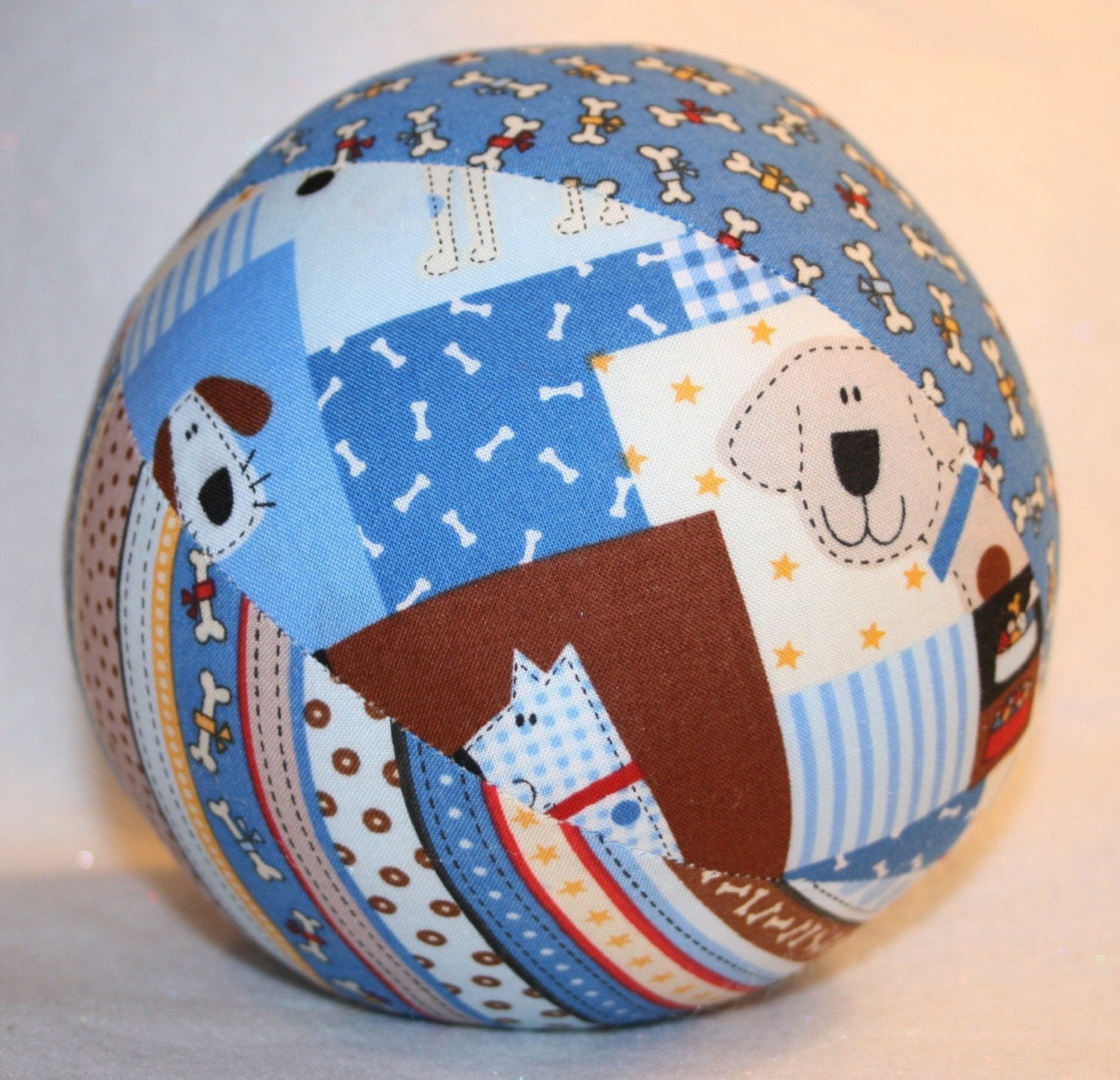 Large Cloth Play Ball Spotty Dogs by ThePolkaDotTotSpot on Etsy