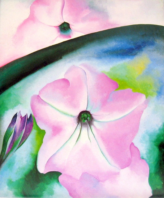 Georgia O'Keeffe Vintage 1987 Print Petunia by mysunshinevintage