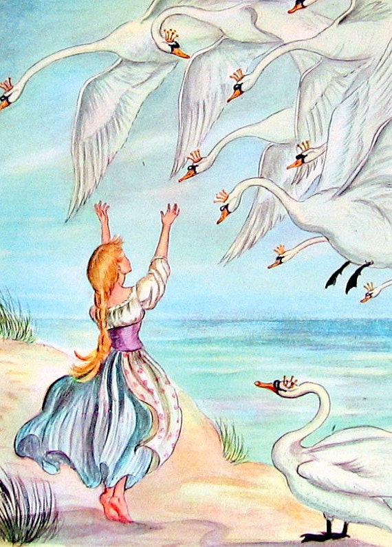 The Wild Swans 1945 Fairy Tale Illustration Tasha Tudor Hans