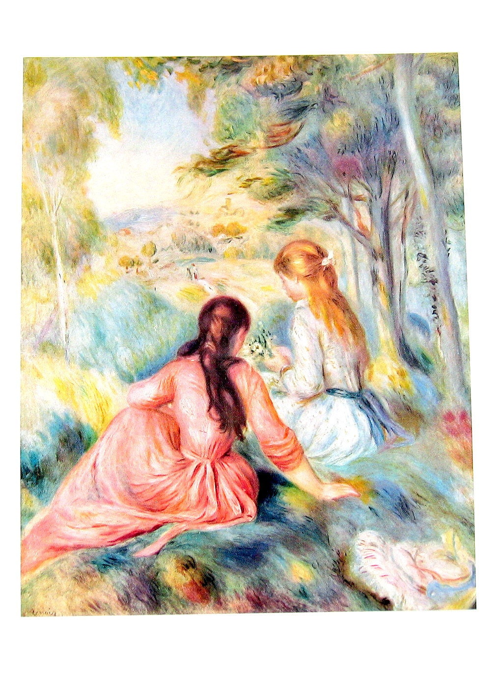 1974 Renoir In The Meadow Vintage Book Plate by mysunshinevintage