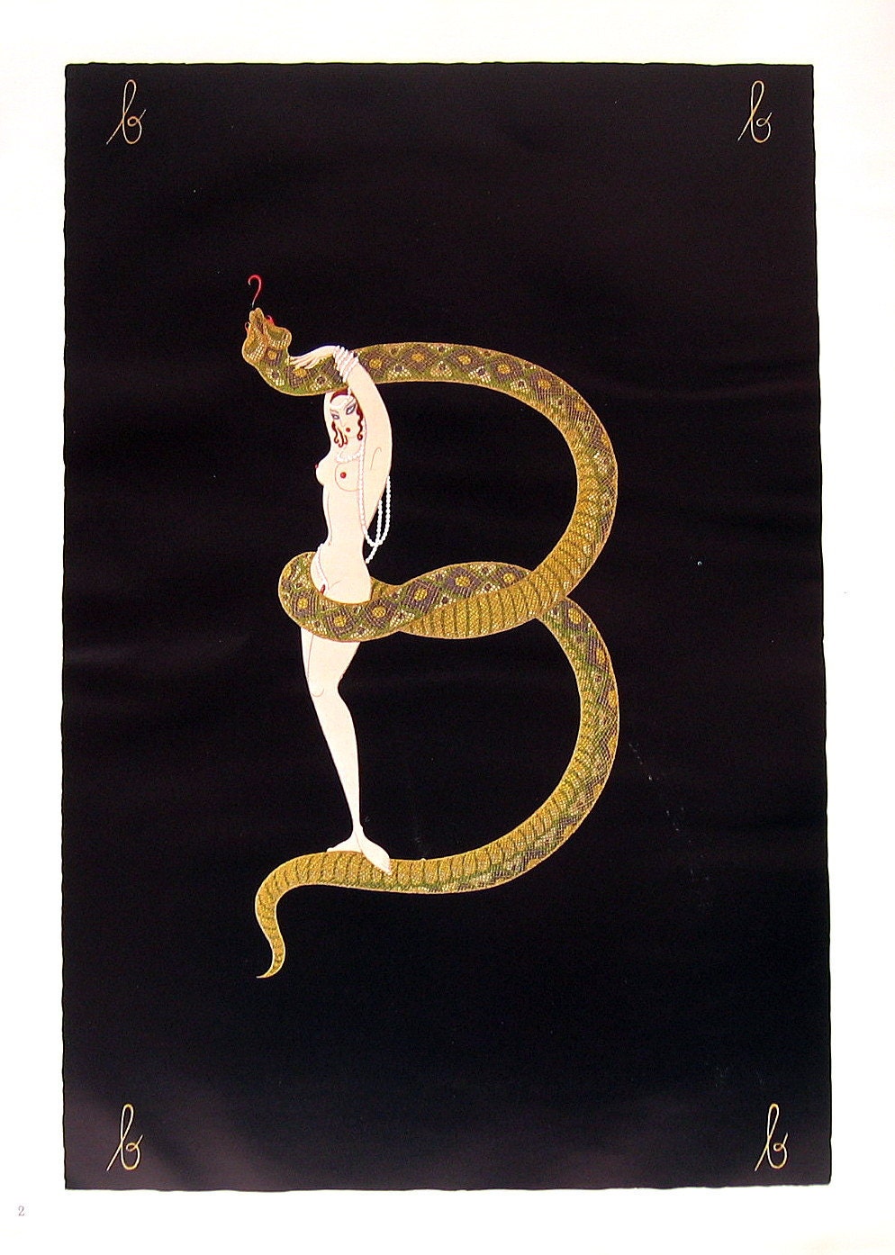 Letter A And B Erte Graphics 2 Sided Book Plate 1978