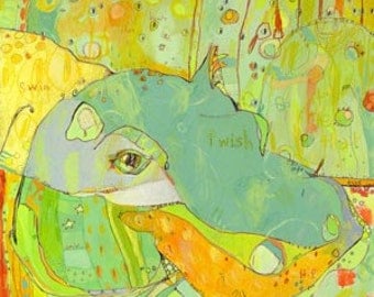 Ep-po Hippo Canvas Print by Jennifer Mercede 14x14