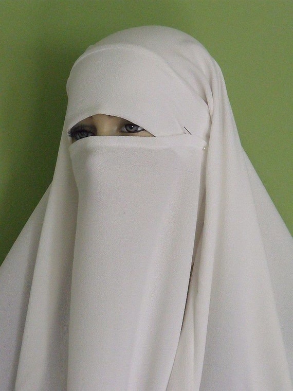 Pak Chador Khimar with attached Niqab White