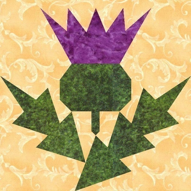 Thistle paper pieced quilt block pattern PDF