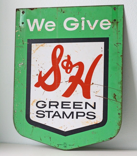 Vintage Metal S and H Green Stamps Sign