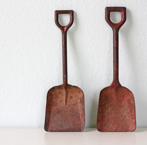 Vintage Red Rusty Garden Tools Set of 2