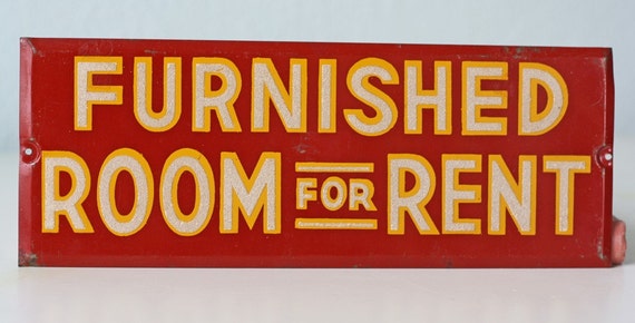 Vintage FURNISHED ROOM FOR RENT Sign