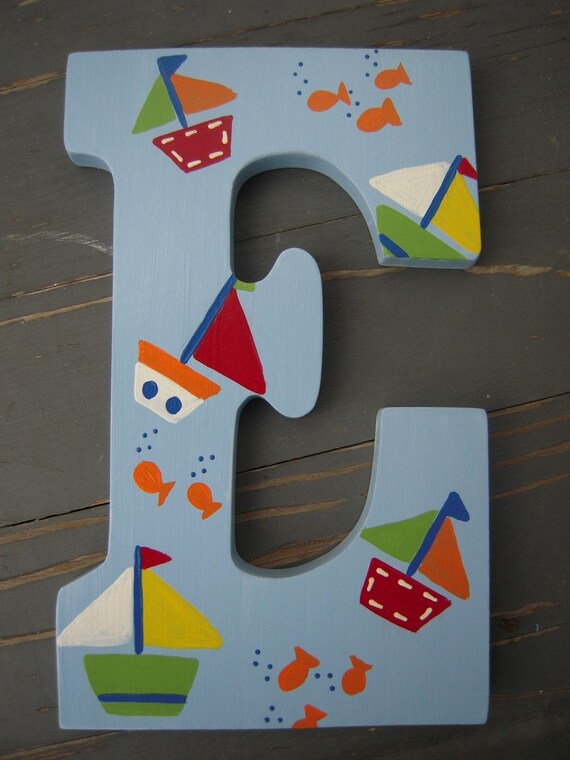 Pottery Barn Kids Baby Boats Wooden Wall Letters by simplymade