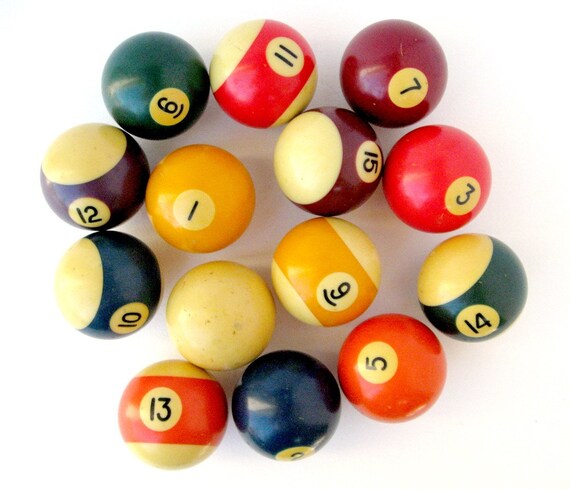 Vintage BILLIARD BALLS Set of 14