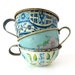 An Instant COLLECTION of Blue Toy TIN TEACUPS - Set of 3