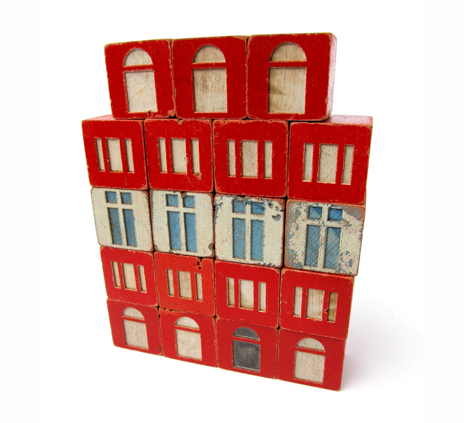 Vintage Wooden BUILDING Blocks Set of 19 Blocks