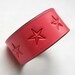 Clearance - Red Leather Cuff Bracelet - Big Stars - Tooled Leather Wristband