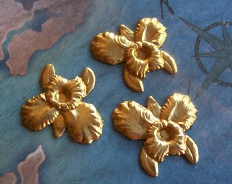 4PC Brass Medium Orchid / Iris Flower Finding - P0345