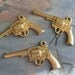2 PC Raw Brass Six Shooter Gun Charm / Finding - ZNE X0006