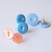 Vintage button earrings, set of 3 in blues & peach - Gloria