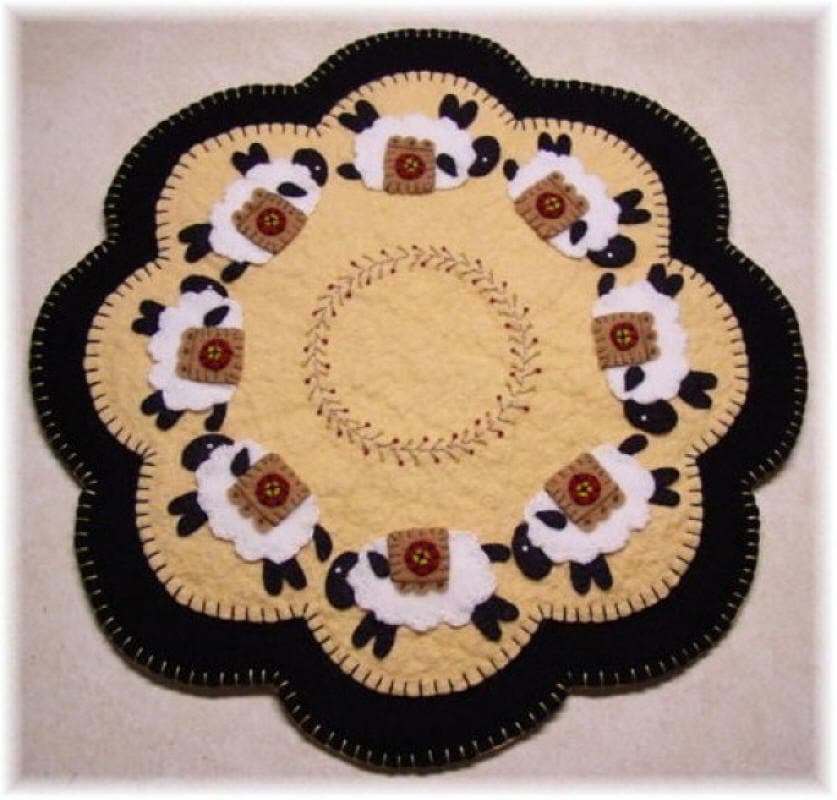 Candle Mat Kit Penny Rug Kit Wool Felt Kit Sheep by oneoftheflock