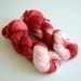 Hand Dyed Sock Yarn - Cashmere Merino Nylon Blend - Lady Mary's Room in Dark Red and Ivory