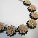 Vintage choker, necklace , floral palest of pink on chain