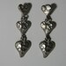 Vintage earrings for pierced ears - silver tone, triple hearts - dangle earrings