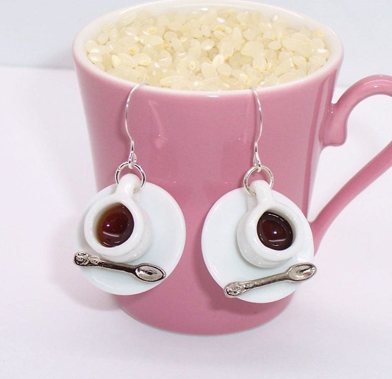 COFFEE Cup earrings EAOB7. cafe jewelry coffee by WeepingGrove