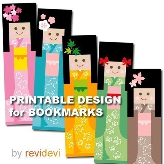 printable design sheet bookmark doll cute figure japanese