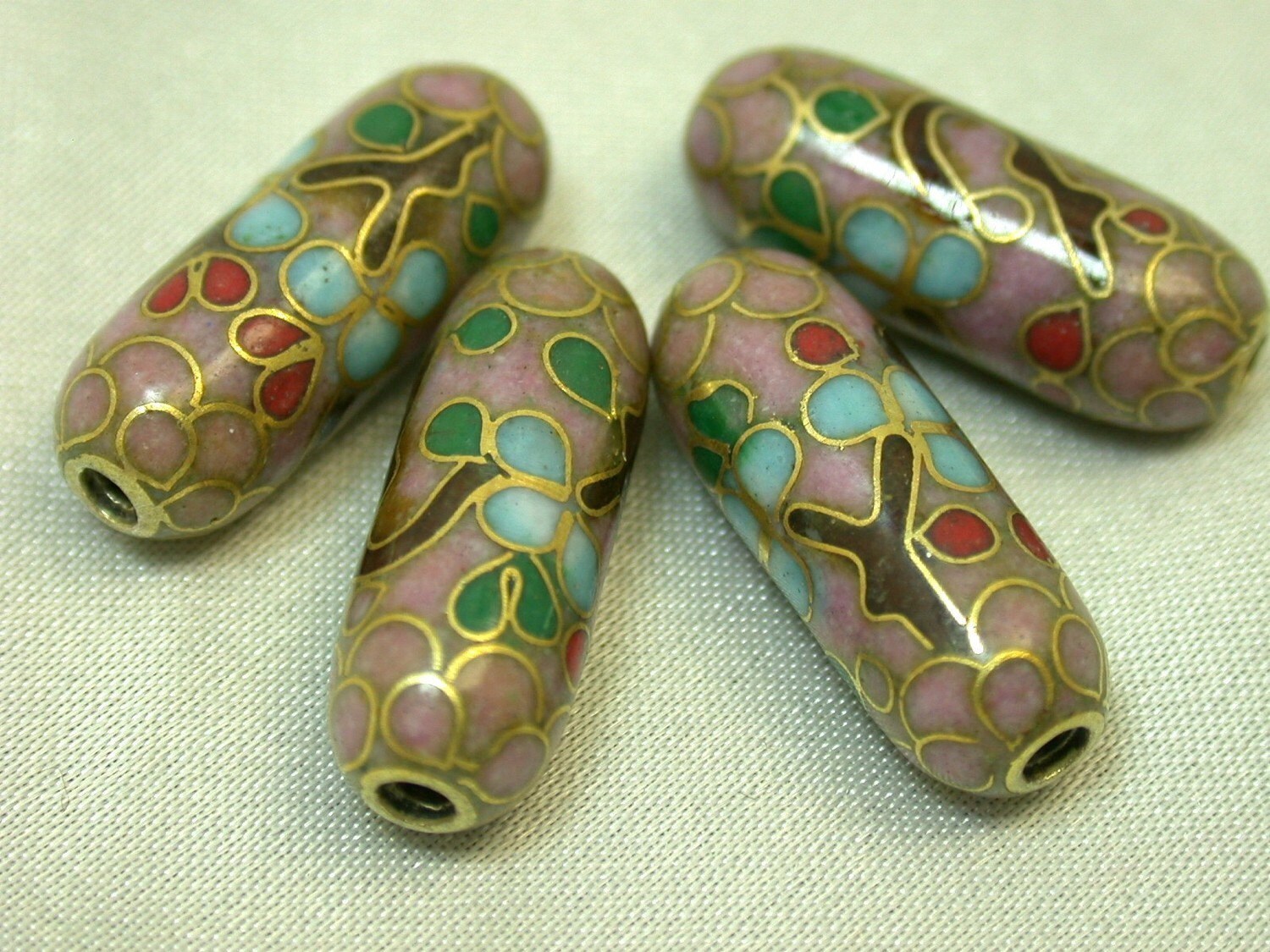 Vintage Cloisonne Beads Chinese PINK VIOLET by EurekaEureka