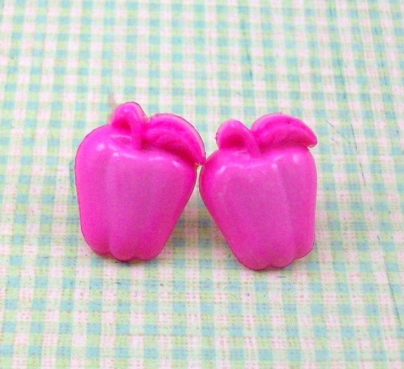 Pink Bell Pepper Earrings Party Peppers Hot Pink by Sypria