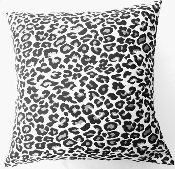 Black and White Throw Pillow Cover Snow Leopard Animal