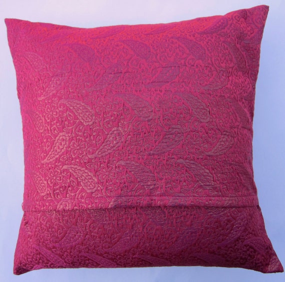 Hot Pink Throw Pillow Cover Fuschia Silk Brocade Cushion
