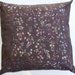 Taupe Throw Pillow Cover with Shiny Pink, Gold and Silver Flowers and Vines - 18 x 18