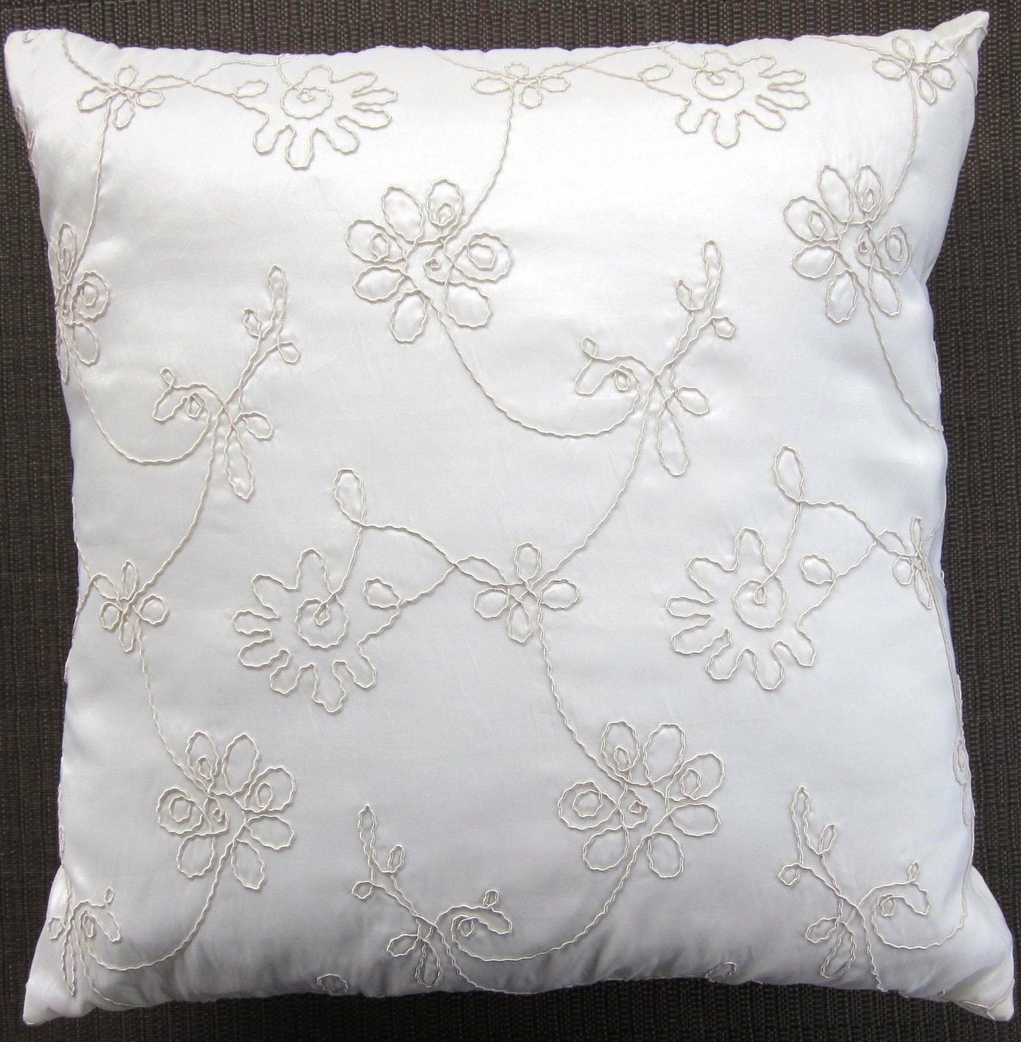 Ivory White Throw Pillow Cover Embroidered Cushion Cover