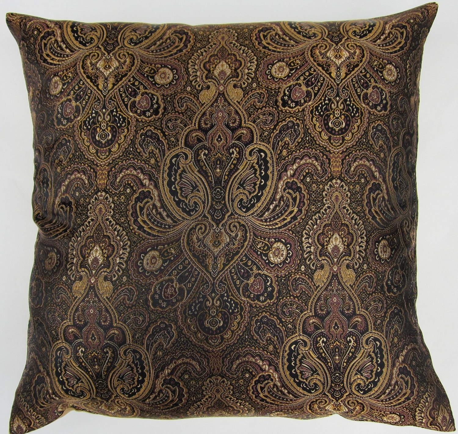 Black and Gold Pillow Cover Black and Gold Satin Brocade