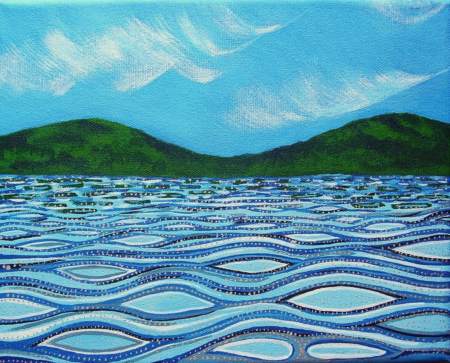 Canvas Original Art Painting Water Spirits 8x10 Summer by studio27