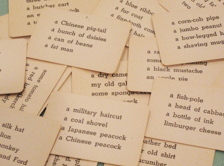 RESERVED Vintage Various Phrases Flash Cards 5 Sets of 8