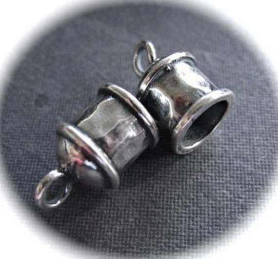 Solid Sterling Silver Bullet End Caps findings large 5 mm