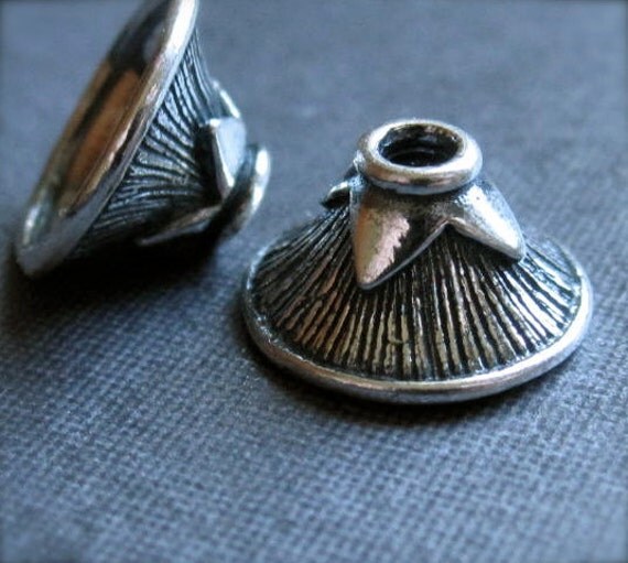 Sterling Silver Bead Caps 10mm pair Solid by lilysoffering