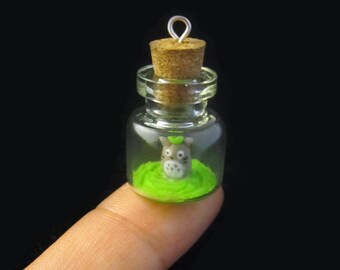 Cute Tiny My Neighbor Totoro Studio Ghibli Glass Bottle Pendant