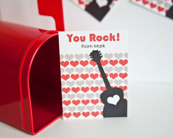 Valentine's Day Card - You Rock - boy rockstar - PRINTABLE only Il_570xn
