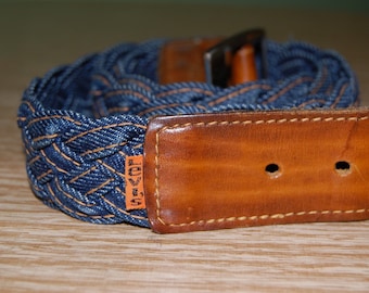 Items similar to Braided Denim and Leather Belt // Made to Measure on Etsy