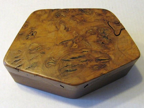 Puzzle Box Made Of Walnut Burl wood And Mahogany