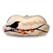 Sunglasses Case or Kisslock Clutch in Brown Bird and Orange Cherry Blossom Print