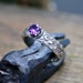 Amethyst etched floral ring sterling silver No.5
