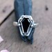 Noir onyx gemstone coffin ring sterling silver