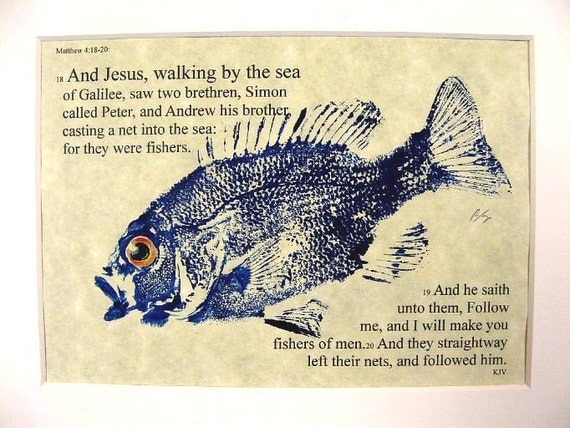 Fishers of men Bible Passage Art... 8X10 original Cottage