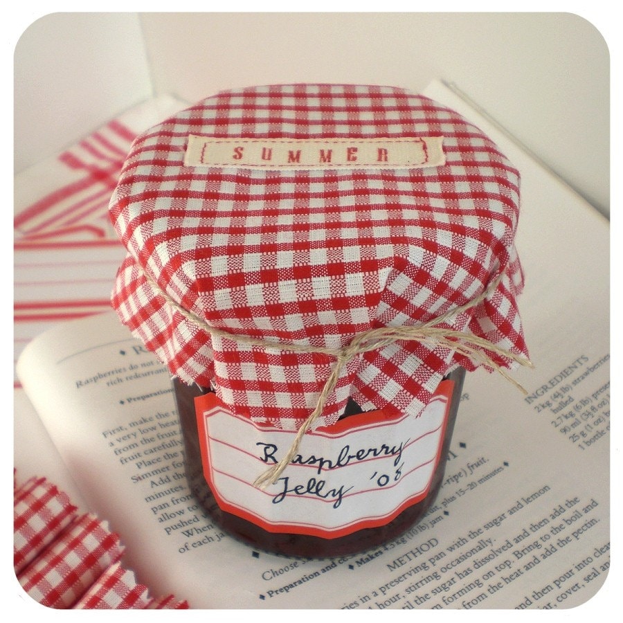 Jam Jar Covers Kit Red Gingham